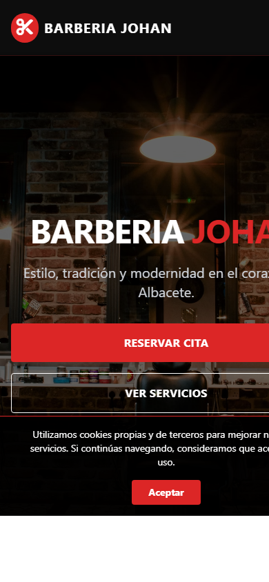 Vista m?vil de la web Barberia Johan
