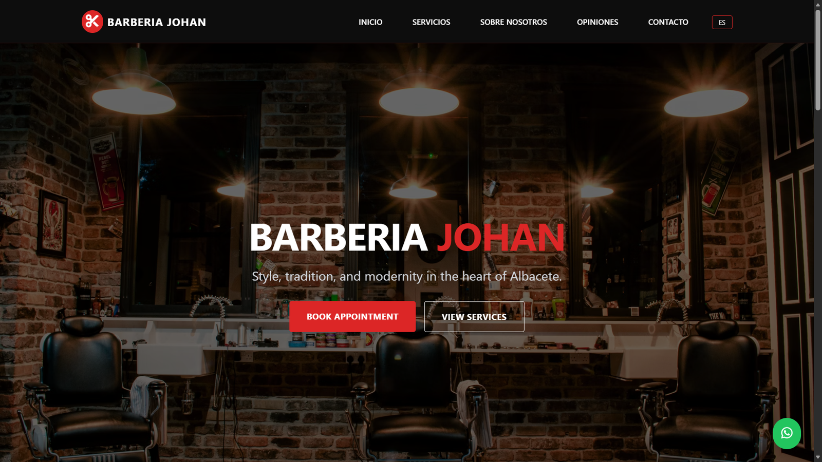 Captura de la web Barbería Johan
