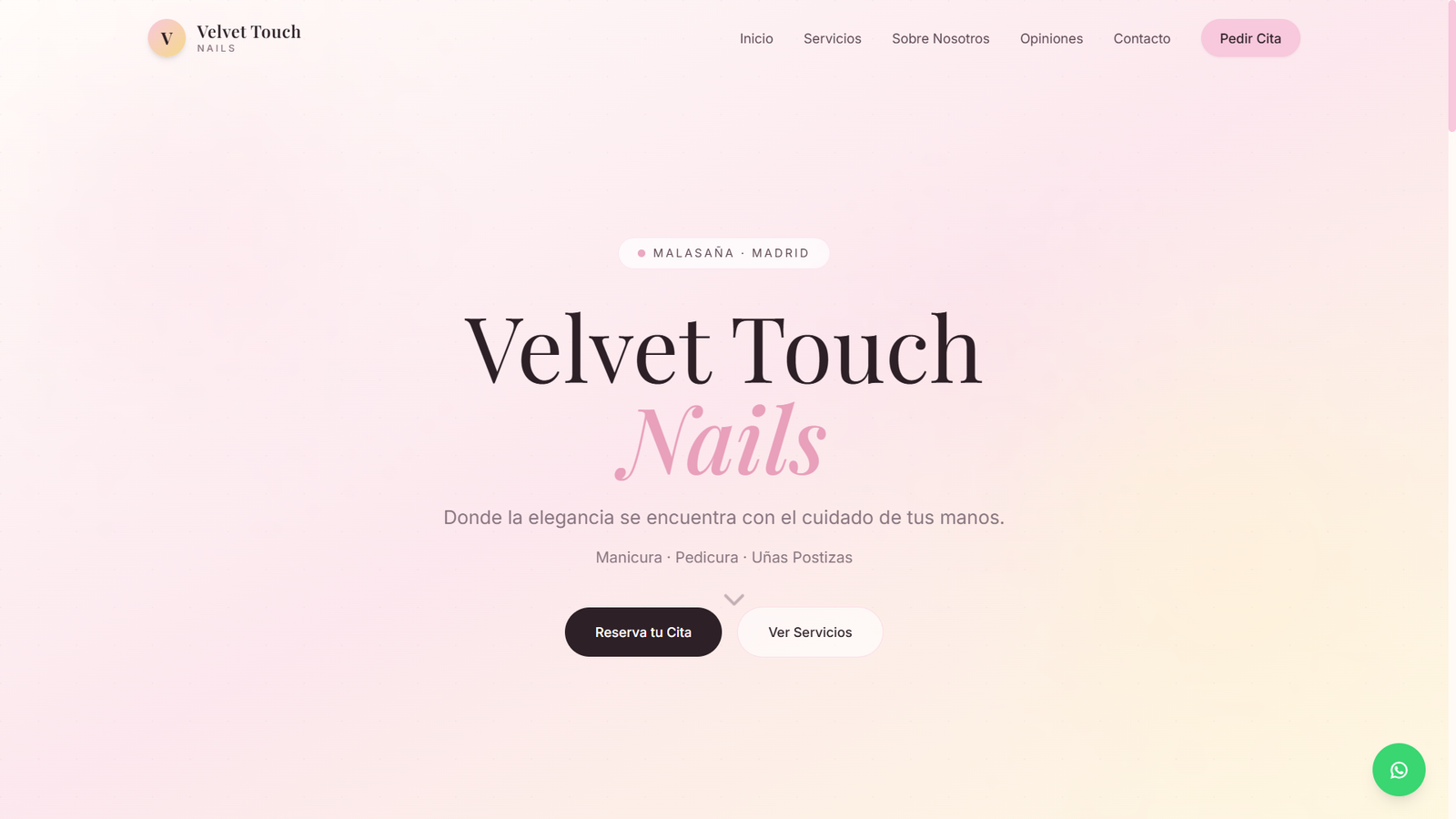 Captura de la web Velvet Touch Nails